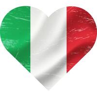 Italien flagga i hjärta form grunge årgång. italiensk flagga hjärta. vektor flagga, symbol.
