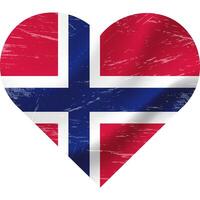 Norge flagga i hjärta form grunge årgång. Norge flagga hjärta. vektor flagga, symbol.