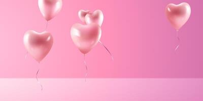 glücklich Valentinstag Tag Poster oder Gutschein Design. mit Herz Luftballons auf ein schön Hintergrund, Vektor Illustration
