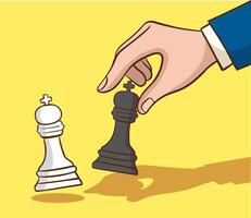 hand innehav schack figur, företag strategi begrepp design vektor illustration