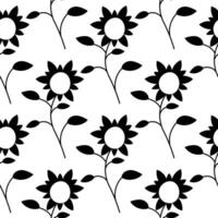 solros växt utsäde blomma svart mönster textil- vektor