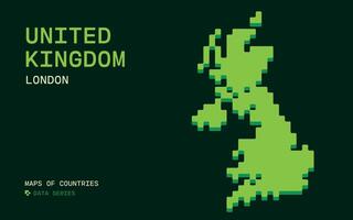 förenad rike av bra storbritannien Karta visad i pixel data mönster. icloud länder vektor