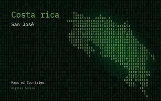 Costa Rica Karte gezeigt im binär Code Muster. Matrix Zahlen, null, eins. Welt Länder Vektor Karten. Digital Serie