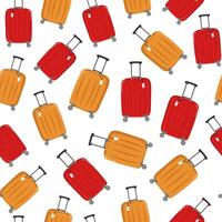 nahtlos Muster. Reise Koffer, Symbol isoliert auf Weiß isoliert Hintergrund. Tourismus, Erholung. Tasche mit handhaben, Räder, einziehbar Griff zum reisen, Geschäft Reisen, Sommer- Feiertage. vektor