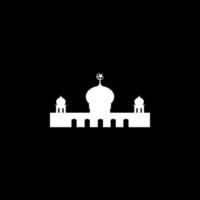 Moschee Silhouette, eben Stil. können verwenden zum Kunst Illustration, Dekoration, Hintergrund, Hintergrund, Apps, Webseite, Logo Gramm, Piktogramm, Gruß Karte oder zum Grafik Design Element. Vektor Illustration