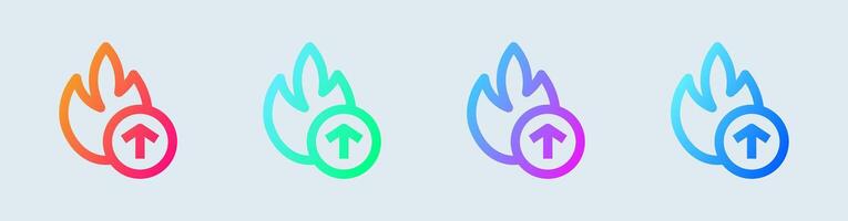 viral Linie Symbol im Gradient Farben. Flammen Zeichen Vektor Illustration.