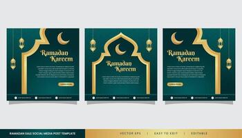 ramadan kareem islamic elegant grön och gyllene lyx dekorativ bakgrund vektor