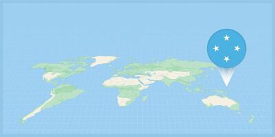 plats av micronesia på de värld Karta, markant med micronesia flagga stift. vektor