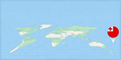 Ort von Tonga auf das Welt Karte, markiert mit Tonga Flagge Stift. vektor