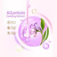 allantoin vallört extrahera serum för hud vård kosmetisk affisch, baner design vektor