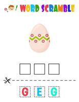 ord förvränga. påsk ägg. pedagogisk ark för barn vektor