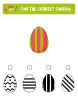 finden das richtig Schatten. bunt und schwarz und Weiß Ostern Eier.pädagogisch Spiel mit Eier. Logik Spiele zum Kinder mit ein Antwort.a Ausbildung Karte mit ein Aufgabe zum Vorschule und Kindergarten Kinder. vektor