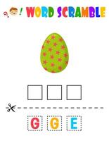 Wort Gerangel. Ostern Ei. lehrreich Blatt zum Kinder vektor