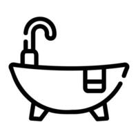 Badewanne Linie Symbol Hintergrund Weiß vektor