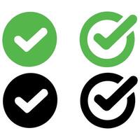 Vektor prüfen Kennzeichen Tick Symbol einstellen Grün und schwarz Grafik Piktogramm Illustration Design Ideen