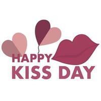 süß einfach glücklich Kuss Tag Vektor Design Illustration