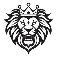 ai genererad lejon bär krona ikoniska logotyp vektor illustration