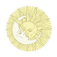 minimalistisch himmlisch das Sonne das Mond Tarot Karten Zeichen Symbol Symbol Logo vektor