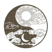 minimalistisk himmelsk de Sol de måne tarot kort tecken symbol ikon logotyp vektor