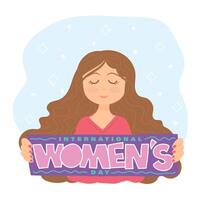 8 Mars, internationell kvinnors dag. hälsning design för kort, flygblad, affisch, baner, inbjudan. vektor