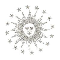 minimalistisk himmelsk de Sol de måne tarot kort tecken symbol ikon logotyp vektor