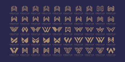 uppsättning av brev w logotyp design mall vektor