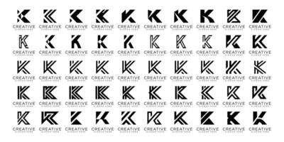k logotyp design samling. modern k brev logotyp vektor mall uppsättning.