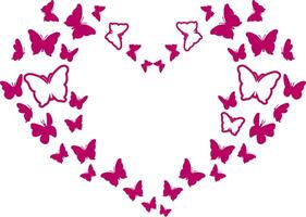 Herz mit Schmetterling Silhouetten fliegend vektor