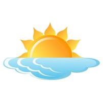 söt vektor isolerat väder app ikon med solnedgång eller soluppgång. gränssnitt element i platt design. minimal tecknad serie illustration för design webb baner och hälsning kort