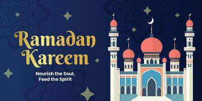Ramadhan Banner Design mit Moschee Vorlage vektor