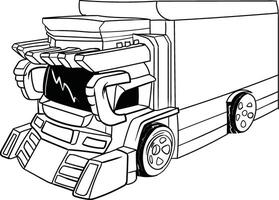 vektor monster lastbil översikt mall isolerat på vit