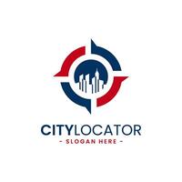 Stadt Locator Logo Design Vorlage. kreativ Geographisches Positionierungs System Karte Punkt Ort Symbol Konzept. vektor