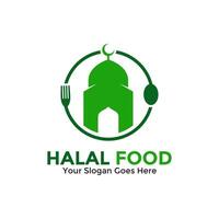 halal Essen Produkte Logo Vorlage Design. Vektor Illustration.