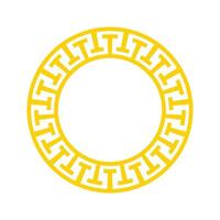 abstrakt gul dekorativ grekisk slingra sig cirkel ram vektor märka