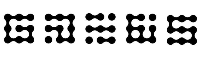 einstellen von in Verbindung gebracht schwarz Punkte. Überleitung Metabälle. Integration Symbol. Kreise Muster vektor