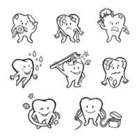 einstellen von Dental Hygiene Zeichen Zähne, Gliederung Vektor