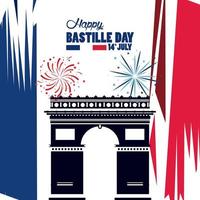 Happy Bastille Day Feier mit Triumphbogen vektor