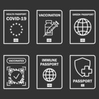 reiseimmunität dokument. Covid-19-Immunitätszertifikat für sicheres Reisen oder Einkaufen. Kontrolle von Covid-19 in der Europäischen Union. Immunitätspapierdokument von Coronavirus. grüner Gesundheitspass vektor