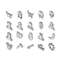 viking medeltida Nordisk hjälm isometrisk ikoner uppsättning vektor