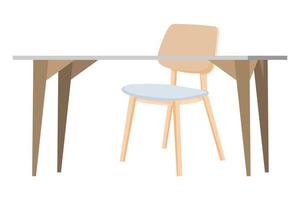 söt vacker skrivbord för frilansare och hemmakontor med stol bord isolerade färgglada vektor