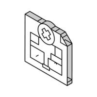 vägg demontering planen interiör design isometrisk ikon vektor illustration