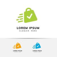 grön butik logotyp formgivningsmall. shoppingväska ikon design vektor