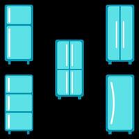 kylskåp ikon uppsättning. elektronisk vektor
