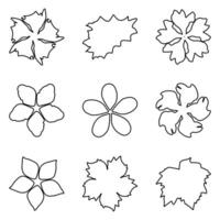 Gliederung Blume Symbol Satz. Natur eben Design vektor