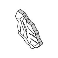 Schiefer Stein Felsen isometrisch Symbol Vektor Illustration