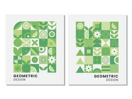 Sommer- geometrisch Poster Satz. abstrakt Natur. nahtlos Muster im Bauhaus Stil vektor