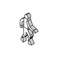 mänsklig med ben protes isometrisk ikon vektor illustration