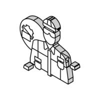 industriell Mechaniker Reparatur Arbeiter isometrisch Symbol Vektor Illustration