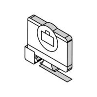 Fernbedienung Arbeit Computer Bildschirm isometrisch Symbol Vektor Illustration