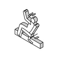 fallen Stuhl Mann Unfall isometrisch Symbol Vektor Illustration